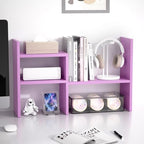 Jerry & Maggie Desktop Organizer Office Storage Rack Adjustable Wood Display Shelf Birthday Gifts Toy Home Decor Free Style Rotation Display True Natural Stand Shelf (Violet) - Image 3