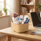 360° Rotating Bamboo Desk Organizer Hexagon - Image 6