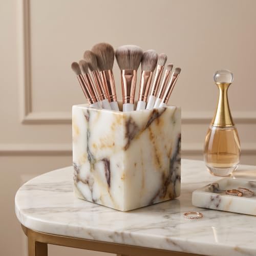 Natural Calacatta Viola Marble Makeup Brush Holder, Pen Holder - Image 4
