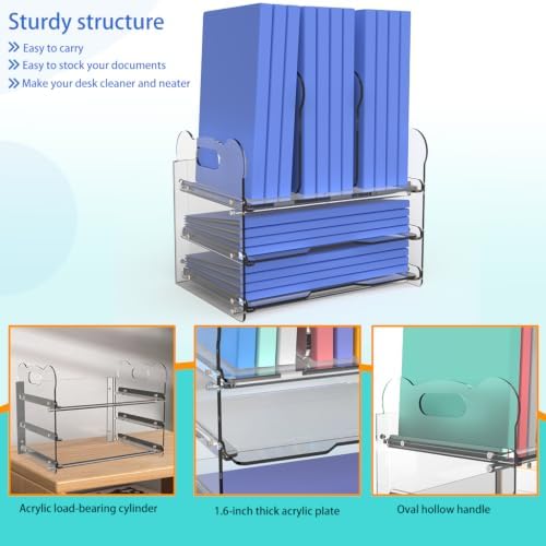 Desktop Files Organizer, Acrylic Desk Organizer with Drawer, Clear File Holder Mail Sorter Office Supplies Storage, Modern Desktop Paper Organizer for Home and Office - Image 5
