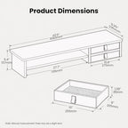 Dual Monitor Stand, 42.5 Inch Wood Monitor Riser with Drawers, 2 Tier Desktop Organizer for Computer Laptop TV, Large Screen Stand for Home Office Desk - Image 2