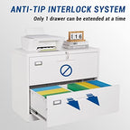 Fesbos Lateral File Cabinet with Lock, 2 Drawer Large Metal Filing Cabinet,Home Office Lockable Storage Cabinet for Hanging Files Letter/Legal/F4/A4 Size-Assembly Required - Image 4