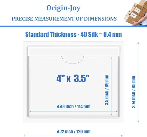 Origin-Joy 35 PCS Self Adhesive Index Card Pockets with Top Open, Clear Plastic Label Holder for Cards of Note, Library and Business, Adhesive Label Pockets & Card Holder (4 x 3.5 inch) - Image 2