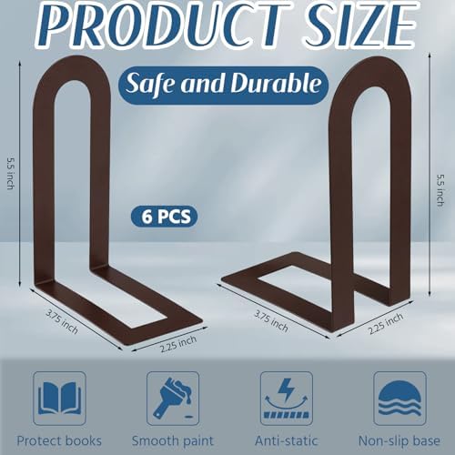 Chunful 24 Pcs Bronze Metal BookEnds Shelves, 7.5 x 5.75 x 3.5 in - Image 3