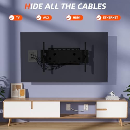 in Wall Cable Management Kit,TV Cable Hider Wall Kit with Brush Wall Plate and 9.8FT Cord,2 AC Outlets,Recessed Outlet Box for Wall Mount TV Home Theater Setups Cords Organizer - Image 3