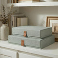 ZICOTO Decorative Photo Storage Boxes with Lids - Set of 2 Linen Organizers by ZICOTO