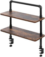 VIVO Vintage Brown Clamp-on 24" Industrial Pipe Desk Shelf, DESK-SHELF24-2N by VIVO