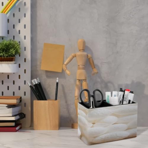 PU Leather Multi-Compartment Pen Holder Desktop Organizer Pencil Cup Storage Caddy for Office Home Supplies Closeup Cocoon White Details The Nature of The Cocoon Shell - Image 6