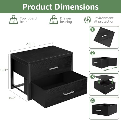 BOLUO Stackable Storage Drawers Closet Organizers and Storage Fabric 2 Drawer Dresser for Bedroom Set of 2 Black Modern - Image 3
