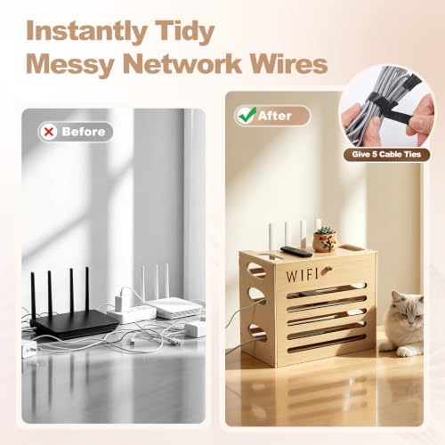 Wooden WiFi Router Box Hider, 3-Layers Hidden Cable Management - Image 4