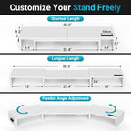 BONTEC Triple Monitor Stand Riser with Smartphone Holder, White - Image 3