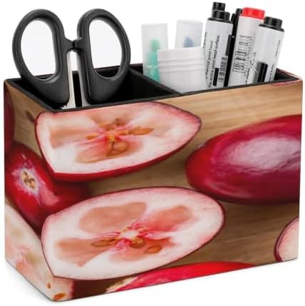 PU Leather Multi-Compartment Pen Holder Desktop Organizer Pencil Cup Storage Caddy for Office Home Supplies Closeup of A Pile of Cranberry Halfs And Full Berries Horizontal Image by Unknown