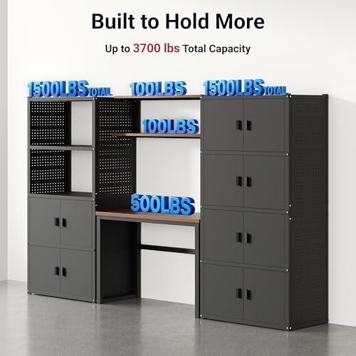 FLEXIMOUNTS 117"L Modular Garage Storage Cabinet with Workbench, Black - Image 5