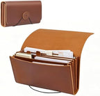 Genuine Leather A6 Receipt Organizer, Leather Expanding Accordion File Folder, 7 Pockets Expanding Bill Receipt Holder for Receipts,Invoices,Coupons,Cards, 7.8X4.3 Inches by GZRHKJLeatherPortfolio