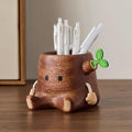 Stump Pen Holder – Cute Wooden Desk Organizer, Fairy Tale Tree Stump Pencil Cup for Stationery, Makeup Brushes, Dried Flowers, Solid Wood Desktop Decor Gift by Unknown