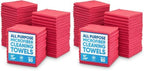 Microfiber Wholesale 16" x 16" All Purpose Towels - 100 Pack - Reusable Wash Cloths, Dust, Kitchen, Car, Shop Rags for Cleaning (Red) by MicrofiberWholesale