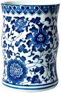Elegant Jingdezhen Blue and White Porcelain Pen Holder High-End Antique Ceramic for office by Unknown