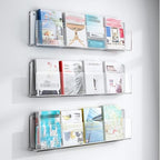 Magazine Holder Vinyl Records Holder 3-Layer Brochure Holder Wall Mount, Hanging Magazine Rack Clear Acrylic Floating Shelves Heavy Duty, Literature Organizer for Office, Kids Room, Home(Clear,L - 100 by Unknown
