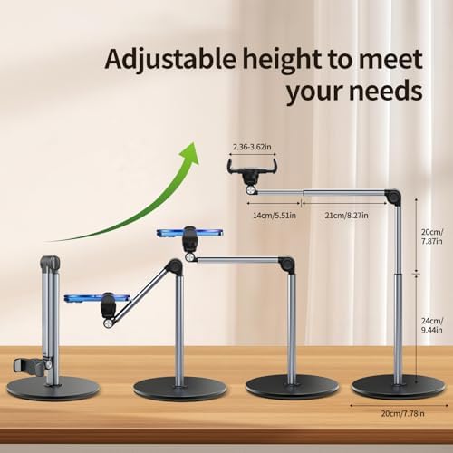 yAyusi Heavy Duty Aluminum Overhead Phone Mount, 13.7 in Long Phone Stand for Recording, Flexible Articulating Arm Phone Mount for Desk for Live Streaming, Meeting, Cooking – Perfect for Creators - Image 4