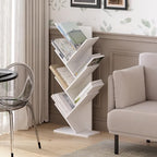 Furinno Tree Book Shelf, 7-Tier Bookshelf with Angled Open Shelf, Tree Bookcase for Room Decor, 8.4 x 15.7 x 39.4, for Organization and Storage, for Living Room, Bedroom, Home Office, White - Image 2