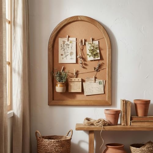 Novabright Arched Cork Board for Walls 17 x 13'' Vintage Pin Board for Wall - Image 3