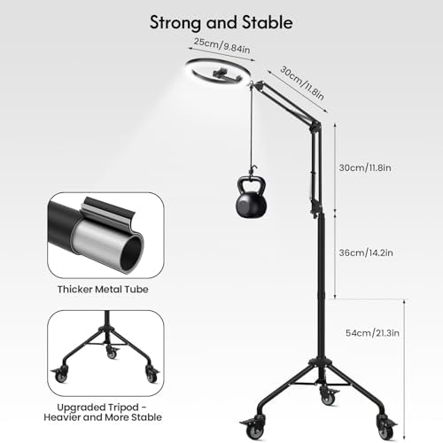 LUXSURE Tripod for iPhone with Ring Light, Overhead Camera Mount with Casters,LED Ring Light with Stand and Phone Holder,Phone Tripod with Light for Video Recording/Live Streaming/Cooking - Image 6