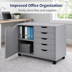 Naomi Home Amy 5-Drawer Rolling Office File Cabinet - Gray - Image 4