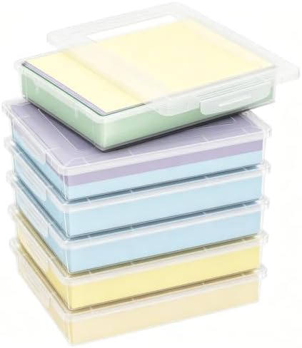 Lifewit 6 Pack Paper Organizer Storage, 12x9 Multi-Purpose Plastic File Box with Latching Lids, Containers for A4, Letter, Scrapbook, Document, Magazine, Art Supplies, Clear by Lifewit