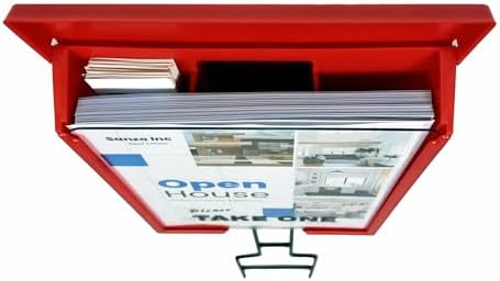 Outdoor Real Estate Brochure Box on Yard Stake, Weatherproof Self-Closing Lid, Take One Flyer Holder, Holds 250 8.5 x 11 Documents and 60 Business Cards, 46 inch Stand (Red, Pack of 1) - Image 4