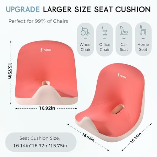 Car Seat Cushion and Lumbar Support Pillow, Larger Memory Foam Seat Cushion, Ergonomic L-Shaped Design Cushion for Back Pain Relief, Non-Slip Driving Cushion for Car, Office, Truck, Gifts for Mom-Pink - Image 4