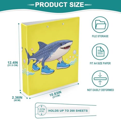 ALAZA Tralalero Tralala Meme Italian Brainrot Shark 6 3 Ring Binder 1.5 Inch Three Ring Office Binders w/clipboard & 3 Pockets, Hold 200 Sheets, 2 pcs - Image 5
