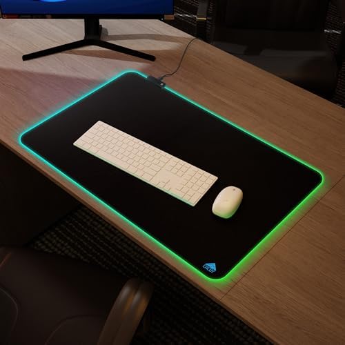 Cacoy 31.5x20 Inch RGB Gaming Mouse Pad, Non-Slip Large LED Desk Mat, Black - Image 3