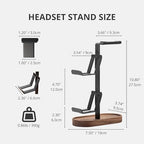 muso wood 2-in-1 Gaming Controller Stand, Headphone Holder, Desktop Headset Stand for Game Controllers and PC Earphone Accessories - Image 6