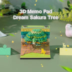 3D Memo Pad, 3D Calendar 2027, Time Piece Calendar, Tear-Off Calendars 2027, 3D Paper Carving Art Memo Pad, Art Carving Sticky Notes for Office Home Gifts Ornaments (Cherry Blossoms - Green) - Image 2