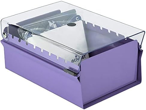 Acrimet 3 x 5 Card File Holder Organizer Box Metal Base Heavy Duty (AZ Index Cards and Divider Included) (Purple Color with Clear Crystal Plastic Lid Cover) - Image 5