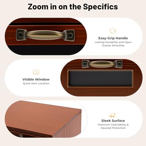 Desktop Storage Cabinet with 4 Drawers,Wooden Storage Drawers for Table,Decorative Desk Organizing Cabinets for Home and Office - Image 4
