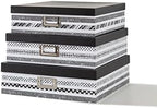 SLPR - Nesting Black and White Storage Boxes with Lids, Set of 3 by SLPR