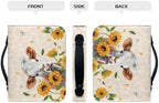 Sunflower Cow Bible Cover, Leopard Print Large PU Leather Bible Carrying Case with Bookmark for Church Large Zippered Book Bible Protector for Christian - Image 3