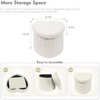 B FSOBEIIALEO Storage Ottoman Heart Shaped Ottoman with Storage,Cream White - Image 3