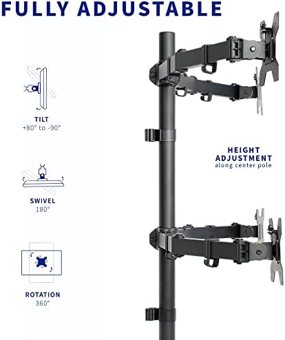 VIVO Quad 13 to 30 inch LCD Monitor Desk Mount | Adjustable 4 Screen Stand - Image 5