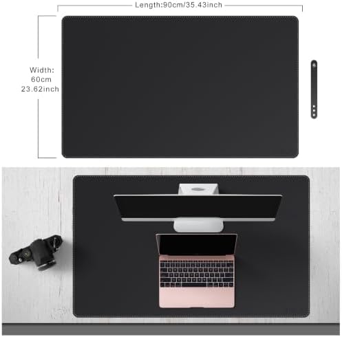 Mydours 36" x 24" XL Large Desk Mat - PU Leather Full Desk Mouse Pad, Black - Image 2