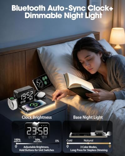 7-in-1 Magnetic Wireless Charging Station with Digital Clock & LED Lamp - Image 6