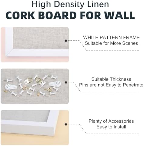 OWLKELA 2 Pcs Linen Cork Bulletin Board, 60"x 90" - Image 7