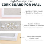 OWLKELA Linen Cork Bulletin Board, 24"x 36", White Frame - Image 4