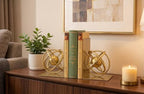 Book Ends Decorative, Modern Metal Unique Gold Bookends for Shelves, Round Design Bookend Book Stopper Holder for Home Office - Image 6