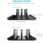 Vaydeer Double Adjustable Vertical Laptop Stand Newly Designed 2 Slots Aluminum Desktop Dual Holder for All MacBook/Chromebook/Surface/Dell/iPad Up to 17.3 Inches - Black - Image 3