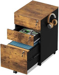 DEVAISE 3 Drawer Wood File Cabinet with Individual Locks, Rustic Brown by DEVAISE