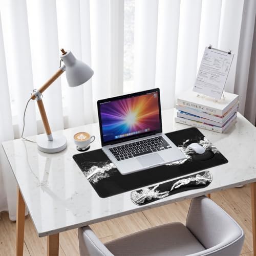 Skeleton Hands Desk Mat Set Dark Gothic Art Large Mouse Pad with Wrist Rest 4in1 Desk Mat for Desktop Ergonomic Keyboard Wrist Support Anti-Slip Computer Ergonomic Mouse Pad Home Office Gaming - Image 7