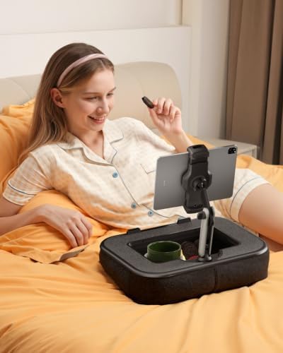 SupeDesk Laptop Lap Desk, Adjustable iPad Holder for Bed, 360° Swivel Tablet Arm, Laptop Desk with Mouse Pad, Snack Bowl & Cup Holder, Fits 4.7–13” Tablets & 15” Laptop (Black) - Image 7