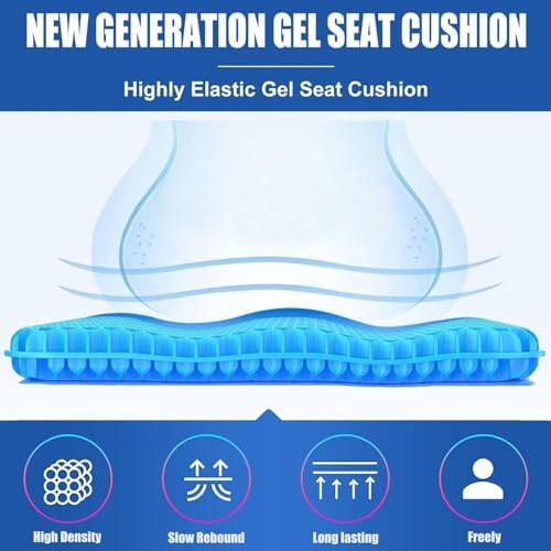 20" Gel Seat Cushion for Long Sitting(Jumbo&Thick) – Office Chair Cushion – Wheelchair Cushions for Pressure Sores – Non-Slip Desk Chair Car Seat Cushion Driving – Sciatica & Back Pain Relief - Image 3